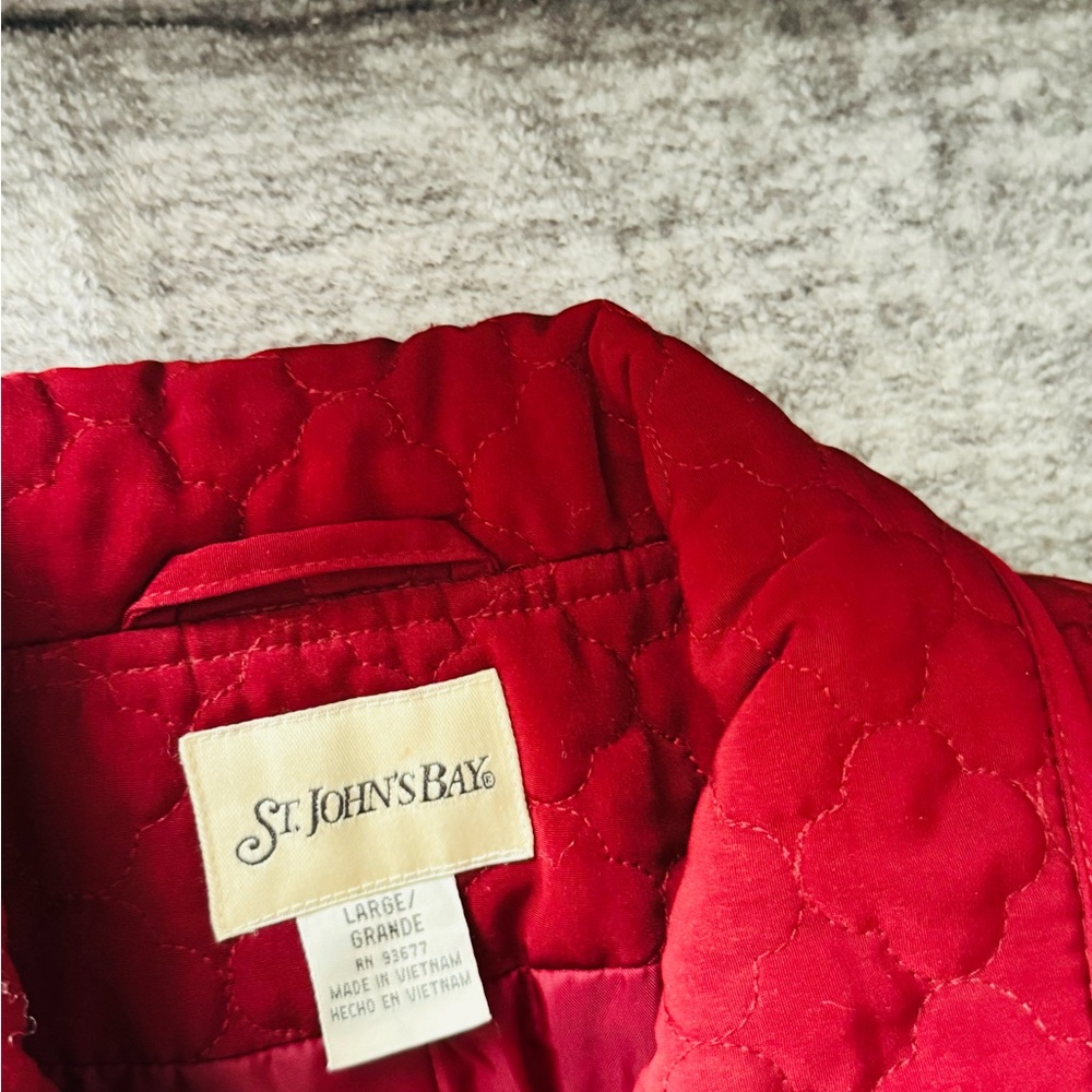 St. John's‎ Bay Red Quilted Puffer Jacket Size L Outdoor Work Casual - Picture 6 of 9